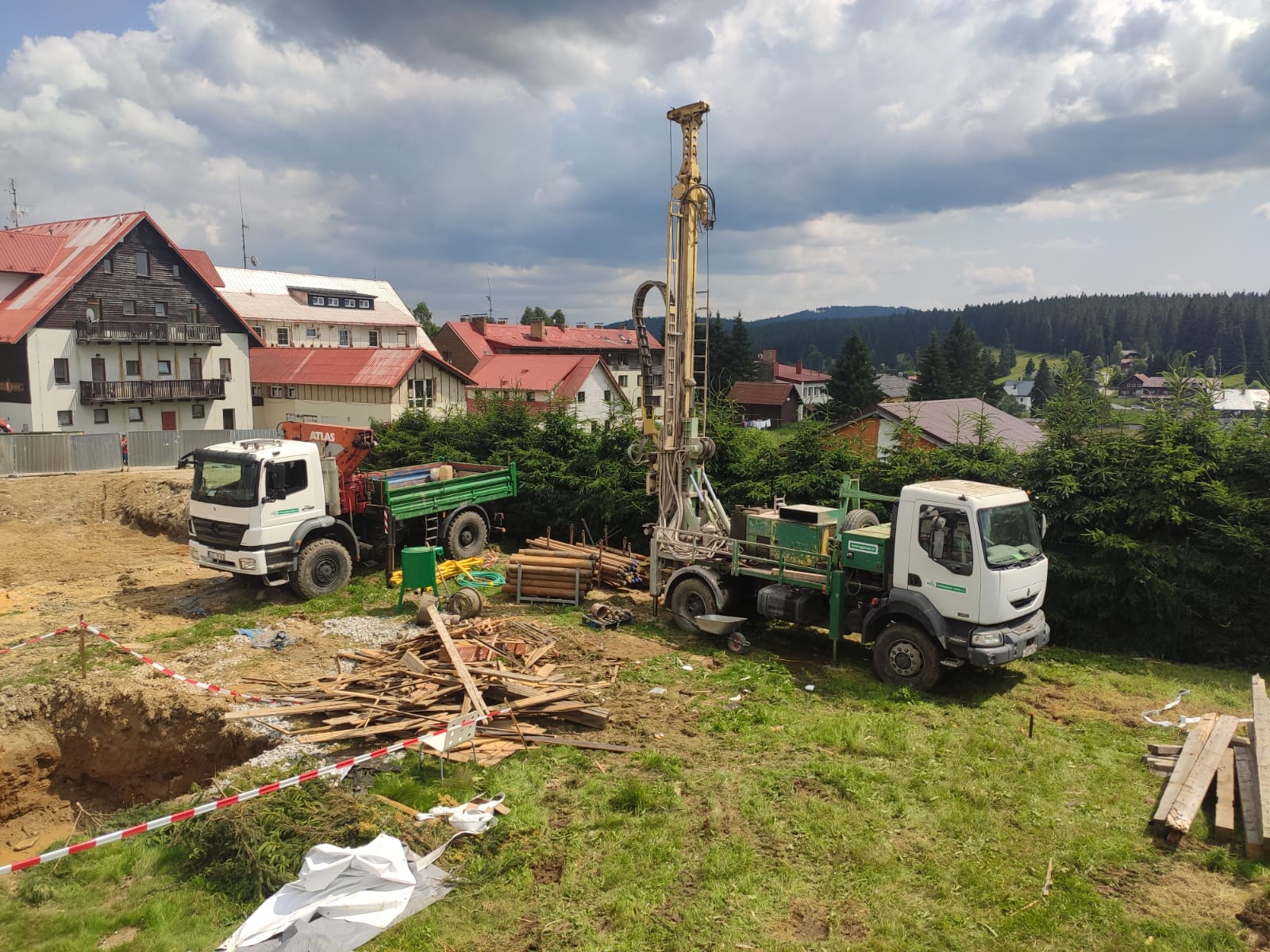 Vrty pro tepelné čerpadlo na lokalitě Kvilda, Penzion U Malíků