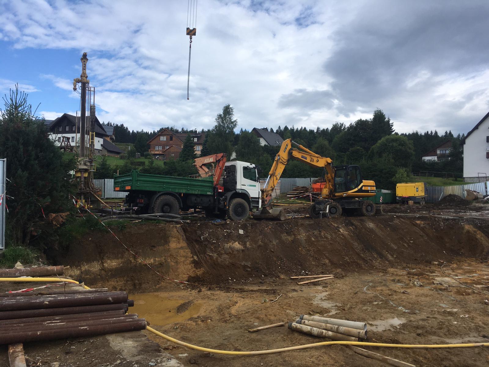 Vrty pro tepelné čerpadlo na lokalitě Kvilda, Penzion U Malíků